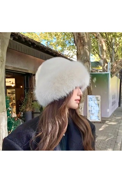 ESCE Kadın Trend Peluş Şapka Bej Renk
