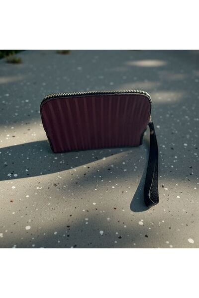 diğerr1 Bordo Çizgili Deri Cüzdan