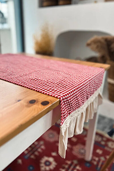 KaiHome Натуральний лляний прямокутний бігун з обох боків з воланами 50X150CM