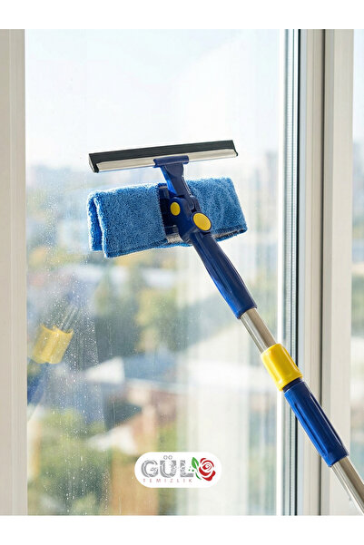 Genel Markalar Teleskopik Sap Çekçekli Cam Silme Aparatı Mikrofiber Fırça Sap...