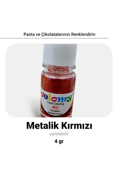 velomy Kırmızı Metalik Yenilebilir Gıda Boyası Çikolata Boyası 4 gr