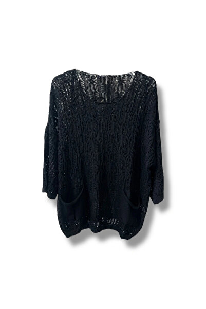 SUMEF بلوزة تريكو مثقبة مرسيريزد للسيدات مع جيوب موديل كاجوال مقاس 38-52 متوافق