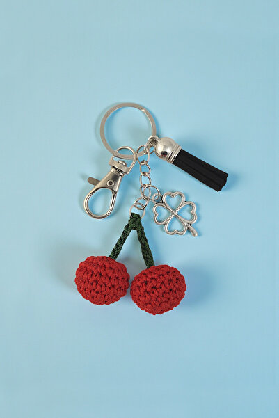 Milleniva سلسلة مفاتيح مزينة بحقيبة كرز محبوكة يدويًا