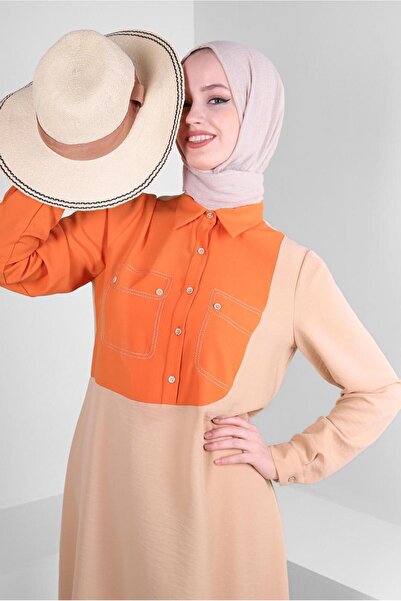 Alvina قميص تونيك بأزرار وياقة قميص 43704