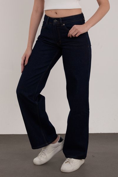 525 Dark Blue Navy Blue Super Extra High Waist Palazzo Loose Jeans