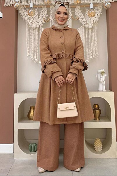 TRENDTESETTÜR KADIN TABA PİLİSE DETAYLI KAŞE KABAN T 5177