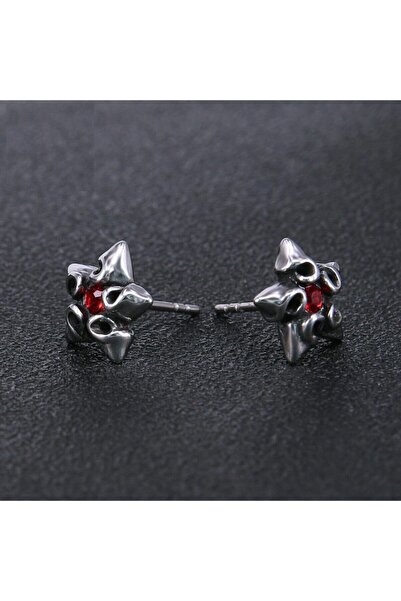 northstarshop Red Star Zircon Stone Biker Modern Men's 316L Steel Earrings (P...