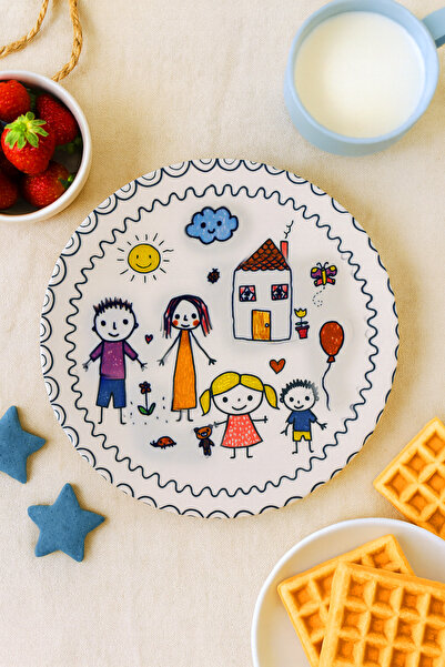 grandora طبق طعام للأطفال - 27 سم بنمط عائلي ملون، طبق تقديم عالي الجودة