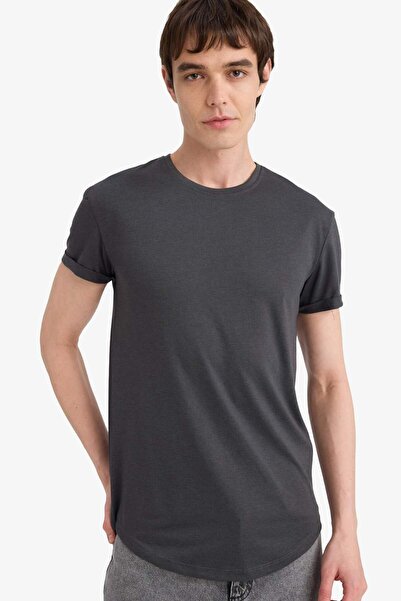 DeFacto Long Muscle Fit Bisiklet Yaka Basic Kısa Kollu Tişört N2104AZ21SM