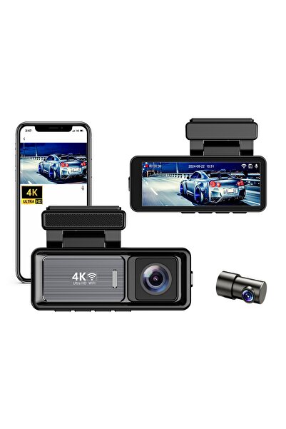 Coverzone Mini Çift Lensli Araç Kamerası – 4K Ön, 1080P Arka, WiFi GPS, Gece ...