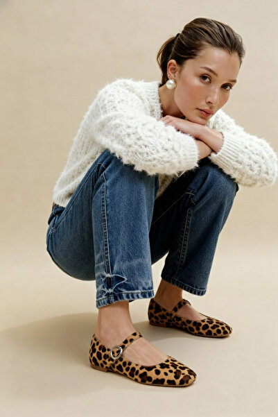 EPTC imprimeu leopard Balerina Mary Jane cu o singură cască