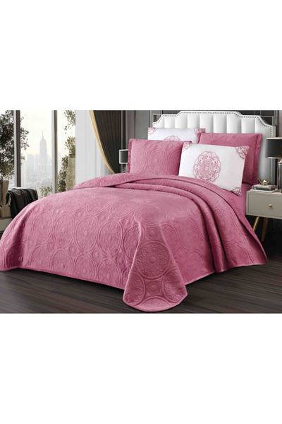 OEM Luxury Velvet Duvet Cover Set 220x240cm + 4 Quilted Pillowcases Lilac