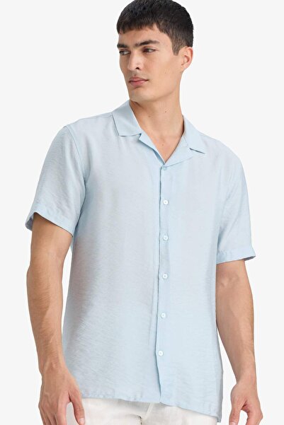 DeFacto Modern Fit Summer Polo Collar Basic Plain Short Sleeve Shirt V8406Az25Sm