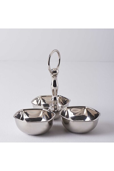 Linens Wawe 10x10x15 cm 3'lü Kase Gümüş