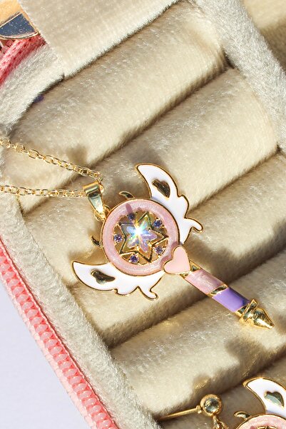 La Çiva Arts Star Butterfly Sihirli Değnek Kolye, Çelik Zincirde Asa Kolye, Hediye Kolye, Star Kötü Güçlete Karşı