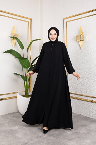 gülmedine Krep Kumaş Mevlana Kloşlu Cepli Ferace Abaya