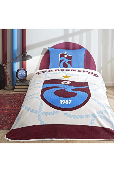 Taç Lisanslı Trabzonspor Mavi Tek Kişilik Pamuk Pike Takımı