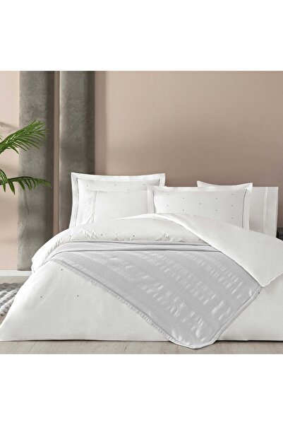 Taç Taç Rebecca Yatak Örtülü Çift Kişilik Nevresim Seti Gri