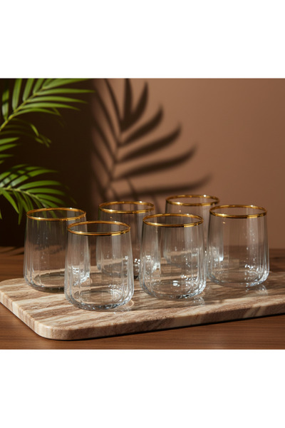 Paşabahçe Nova 6’lı Viski Bardağı 360 cc (Cam, Ağız Yaldızlı)