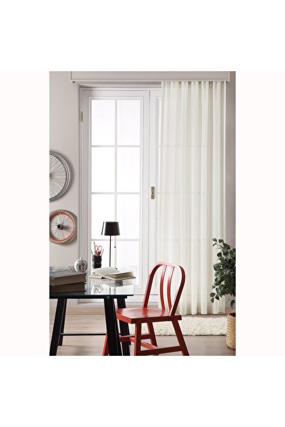 Taç Nebreska Hazır Tül Perde Krem 300X270 cm