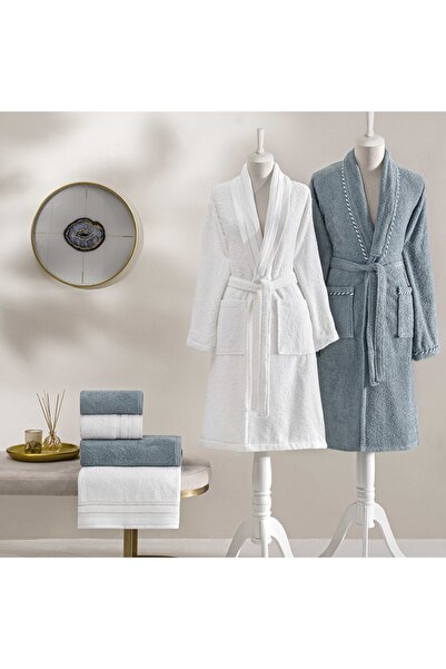 Taç Shine Bamboo Classic Family Set White Blue