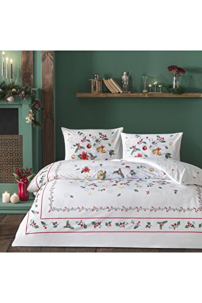 Taç Ranforce Red Crown Charm Glow Double Duvet Cover Set