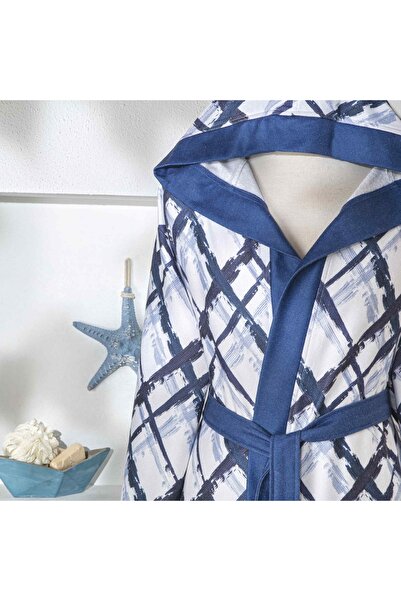 Taç Briza Pamuk Poliester Genç Bornoz Mavi L/XL