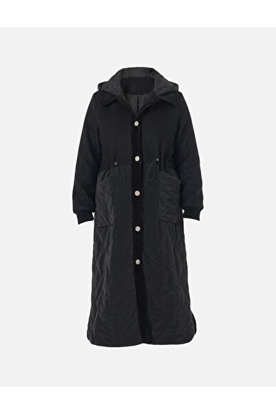 Kayra Torba Cepli Leather Coat Black