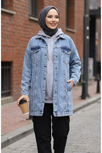 sefamerve Oversize Kot Ceket 2746-03 Mavi