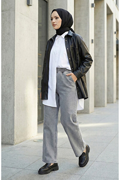 sefamerve Elastic Waist Jeans 9633-02 Smoked