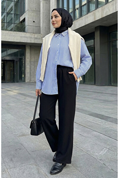 sefamerve Elastic Waist Pocket Trousers 0118-01 Black