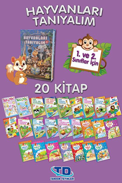 Tandem Yayınları Hayvanları Tanıyalım 1. Ve 2.sınıf 20 Kitap Kutulu Okuma Seti