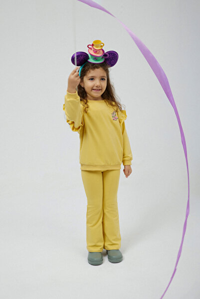 Miela Kids Hanorac cu detaliu cu volane - Galben deschis