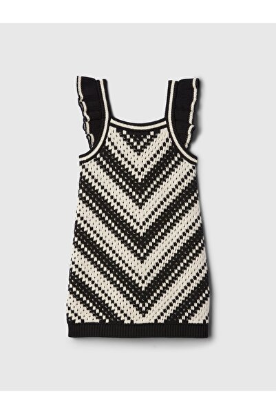 GAP Kız Bebek Siyah Kroşe Örgü Triko Elbise