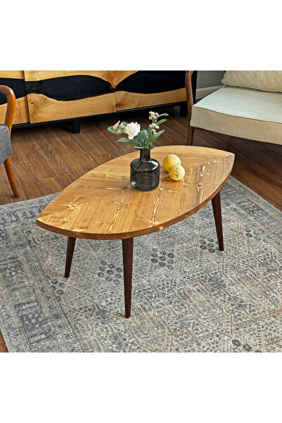 vornom Ahşap Orta Sehpa Yaprak Şekilli Salon Dekorasyonu