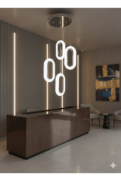 Bohem Aydınlatma 3+1 Kristal Elips Gümüş Modern Sarkıt Avize 3 renk LED