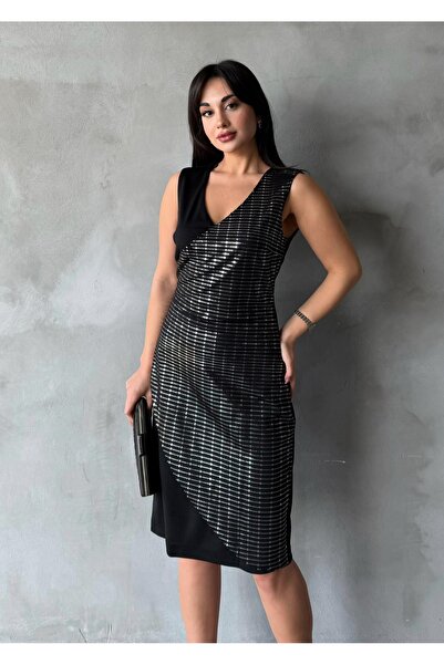 Shahiqa Kumaş Miksli Parıltılı Elbise