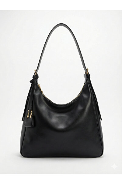 KISCHE Kadın Omuz Çantası siyah Salaş Astarlı Fermuarlı Ayarlanabilir charmlı...