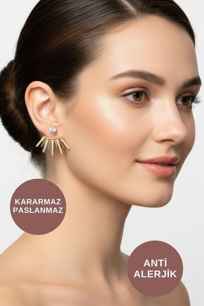 KAYOUBI Women's Anti-Allergic Tarnish Resistant Waterproof Zircon Stone Style Silver Gold Steel Brand Earring Models