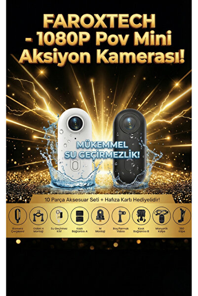 Serreha FaroxTech Mini Wifi Aksiyon Kamerası 1080P Taşınabilir Giyilebilir Video Kaydedici Su Geçirmez