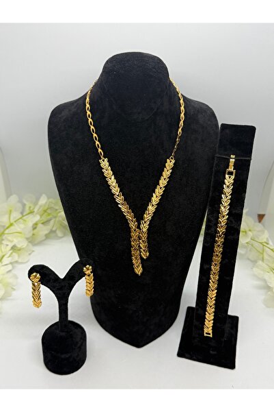 Constanza Exclusive 22 Ayar Altın Kaplama Başak Motifli Takı Seti Lvd641 641