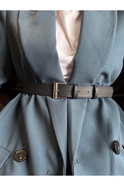 LİA KEMER Lyric Square Patterned Women Silver Buckle Belt Curea pentru haine ...