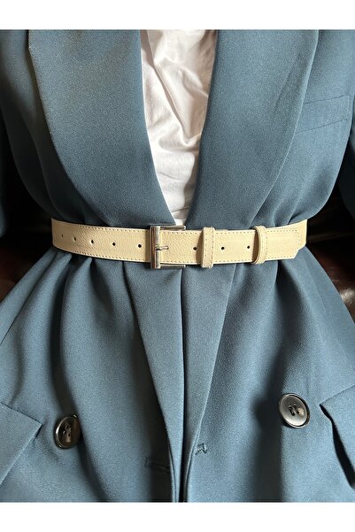 LİA KEMER Lyric Square Patterned Women Silver Buckle Belt Curea pentru haine ...