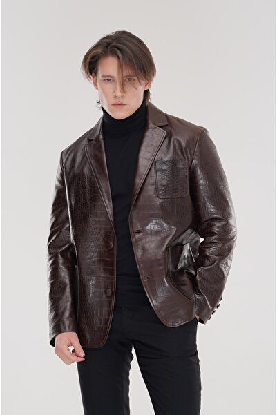 HYPNOTIC HUMAN TİMSAH BASKILI DERİ BLAZER