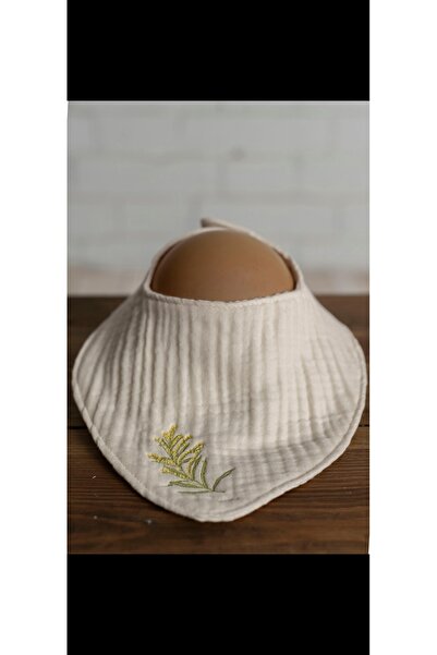 Olivo Mini Newborn Baby Embroidered Scarf/Bib 4 Layers of Muslin