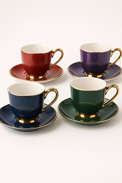 esdekor Benim Evim Muse 4'lü Kahve Fincanı Set Sofra Mutfak Porselen 4 Renk G...