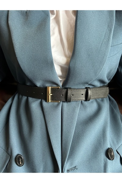 LİA KEMER Lyric Square Patterned Women Gold Buckle Belt Curea pentru haine Cu...