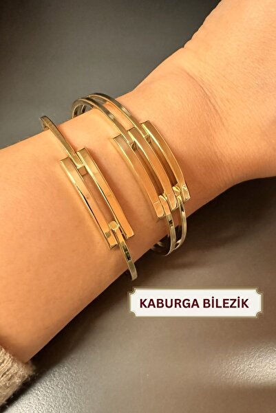 Hepimitu Altın Üç Sıralı Kaburga Bilezik Kelepçe