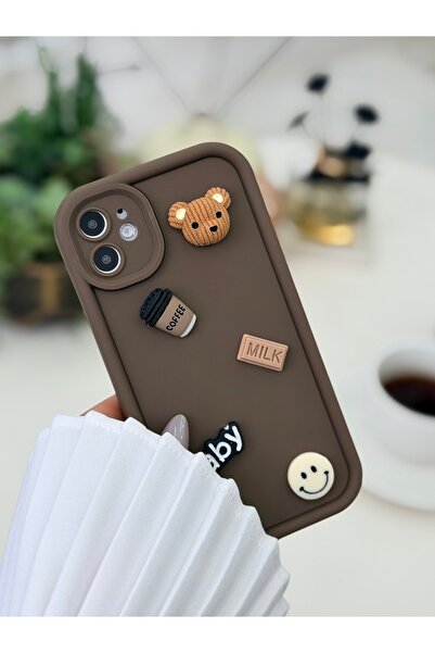 Go Aksesuar Iphone 11 Çikolata Baby Tasarımlı Yumuşak Silikon Kamera Korumalı Ayıcıklı Kılıf