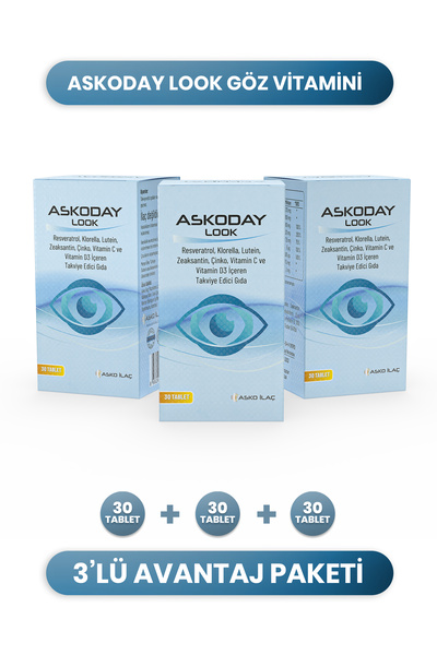 ASKODAY Look - Chlorella (Klorella), Resveratrol, Lutein ve Vitaminler İçeren Göz Sağlığı Takviyesi